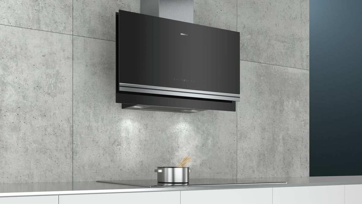 iQ700 wall-mounted cooker hood 90 cm clear glass black printed LC97FVP60 LC97FVP60-5