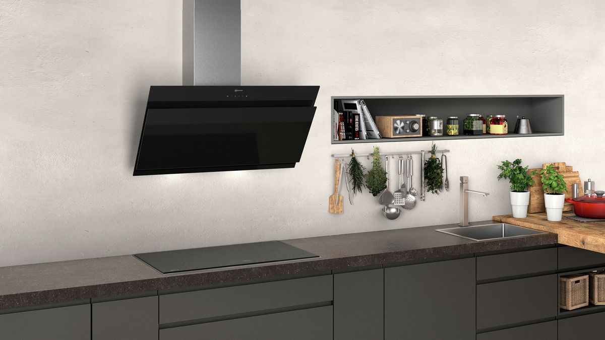 N 50 Wall-mounted cooker hood 90 cm clear glass black printed D95IHM1S0B D95IHM1S0B-6