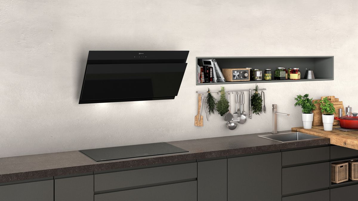 N 50 Wall-mounted cooker hood 90 cm clear glass black printed D95IHM1S0B D95IHM1S0B-7