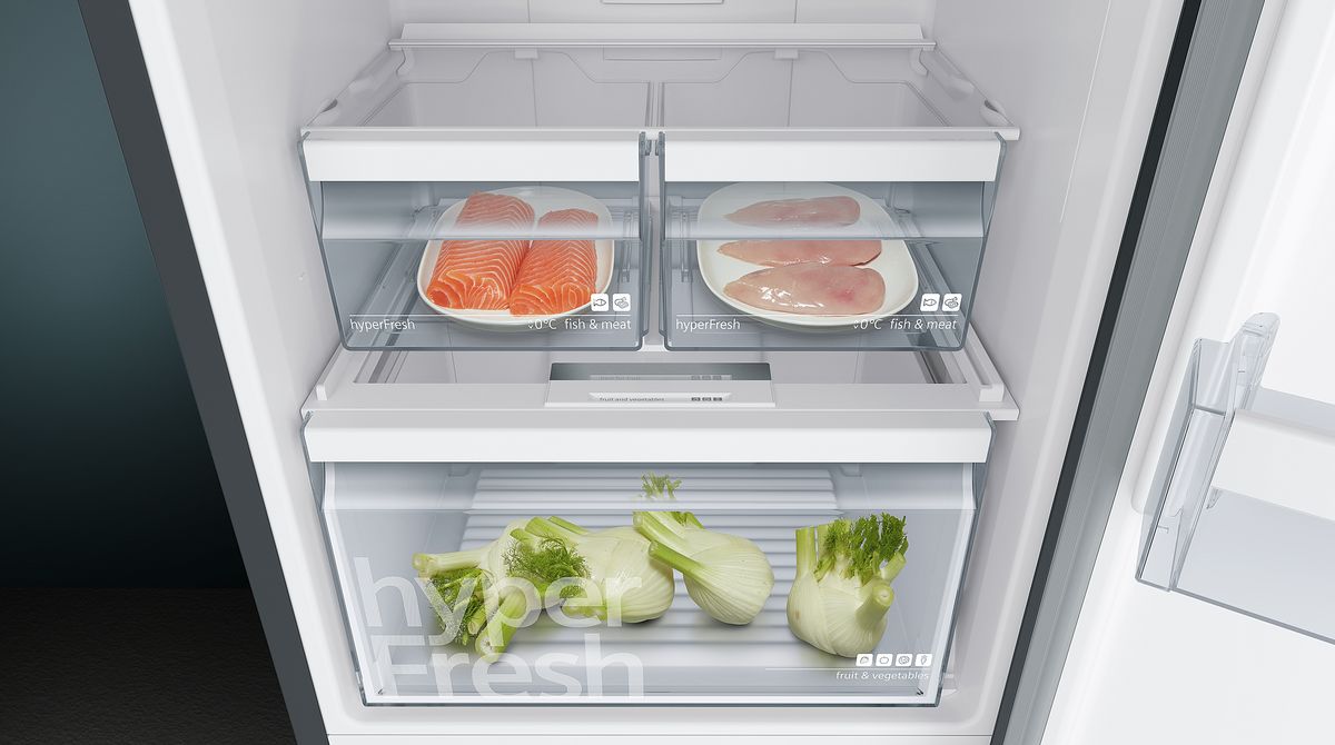 iQ300 Free-standing fridge-freezer with freezer at bottom 186 x 60 cm Black stainless steel KG36NXX3AG KG36NXX3AG-7