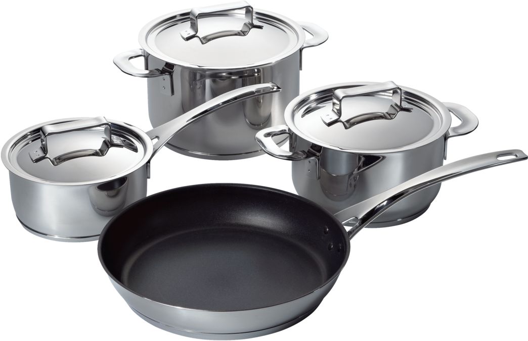Какой набор посуды необходим для приготовления пищи. Бош Cookware Set. Посуда для индукции. Посуда для индукционной плиты. Кастрюли для стеклокерамических плит.