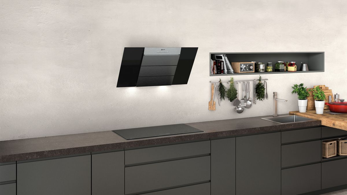 N 50 Wall-mounted cooker hood 80 cm clear glass black printed D85IBE1S0B D85IBE1S0B-5