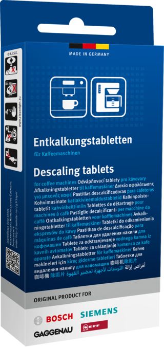 Descaling tablets for coffee machines Contents: 3 pieces (36 gr) - sufficient for 3 treatments 00311821 00311821-1