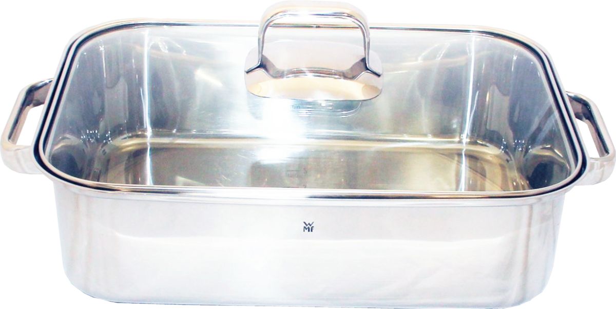 Multi-oval roaster Stainless steel roasting pan with glass lid, 10