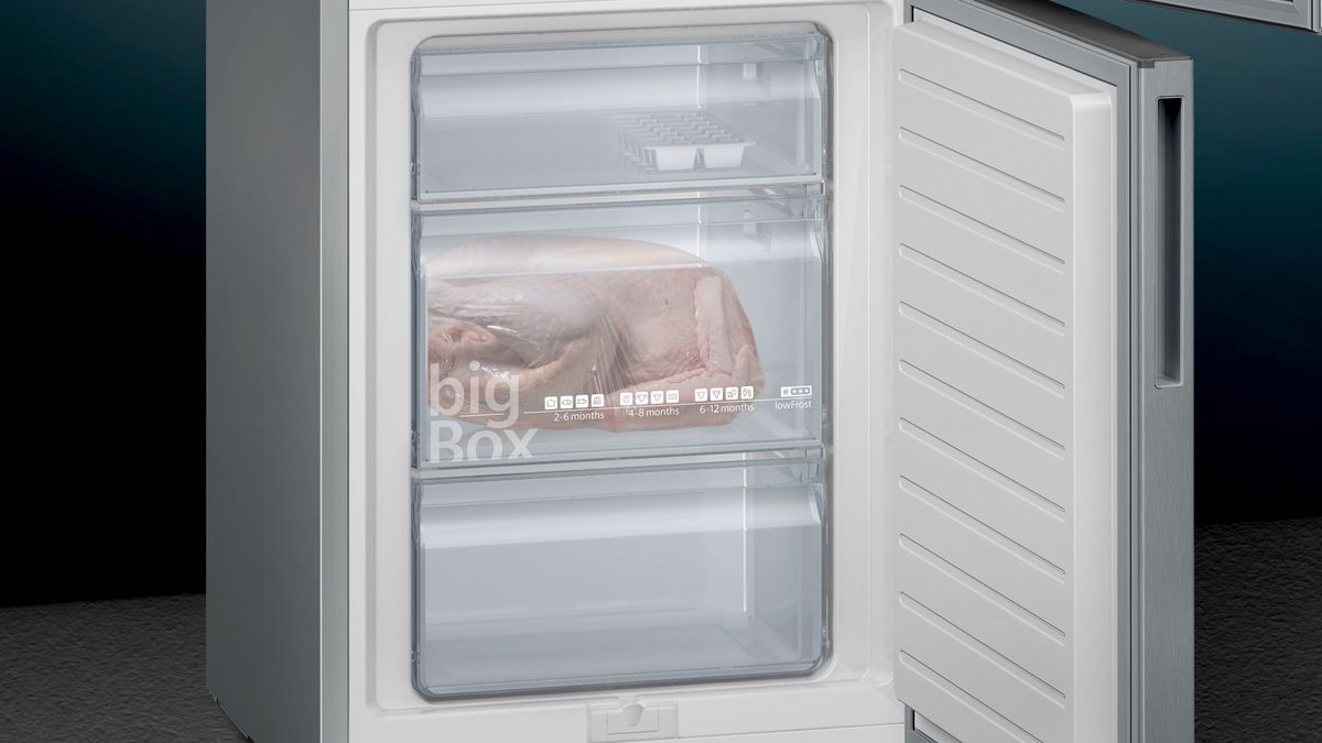 iQ300 free-standing fridge-freezer with freezer at bottom 186 x 60 cm Inox-look KG36VUL30 KG36VUL30-6