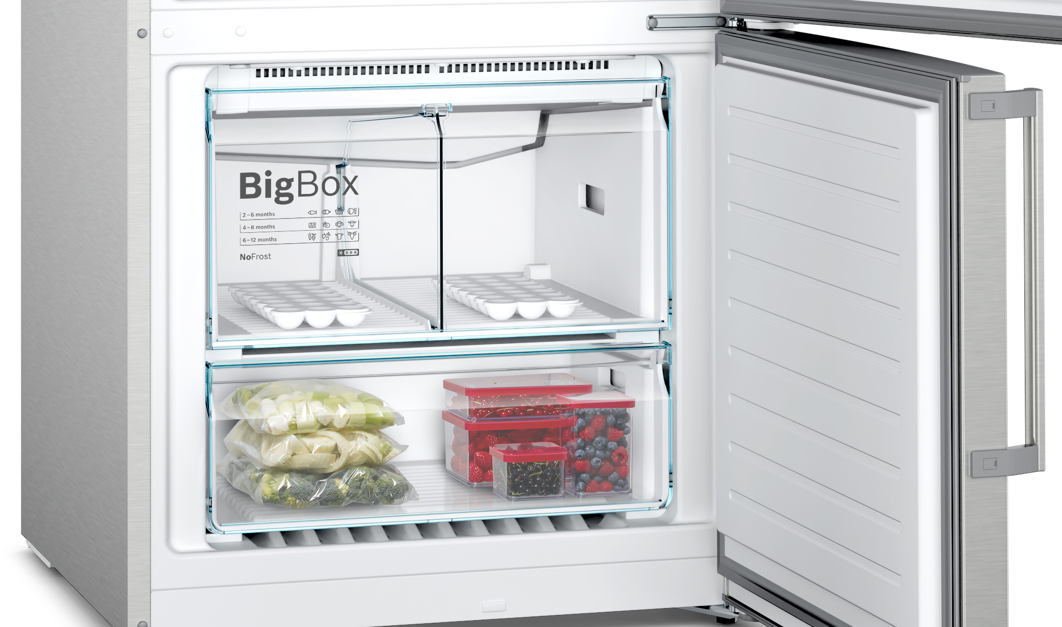 Refrigerador Bosch Combi No Frost Digital 1.93 x 0.70 x 0.80 554 Litros de  Acero