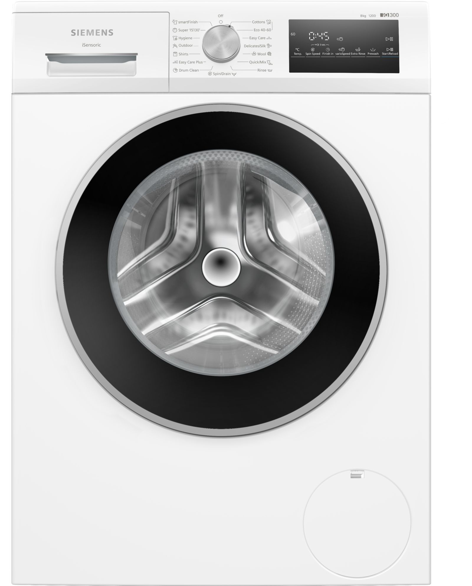 מכונת כביסה Siemens WM12N221IL 8 ק"ג 1200 סל"ד - iQ300 עם מנוע iQdrive