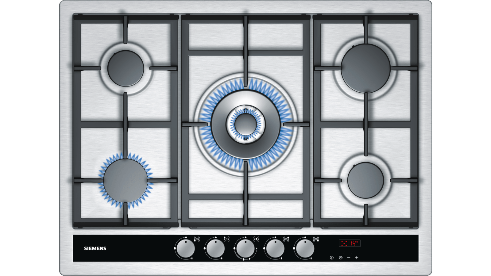 EC745RU90E Piano a gas in acciaio 70cm. - timer acciaio inox