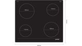 Electric hob 60 cm control panel on the cooker, surface mount without frame JE26DH14 JE26DH14-5