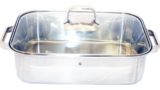 Multi-oval roaster Stainless steel roasting pan with glass lid, 10
