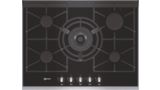 Extra wide gas hob on ceramic glass Black ceramic glass with stainless steel trim T67S76N1 T67S76N1-1