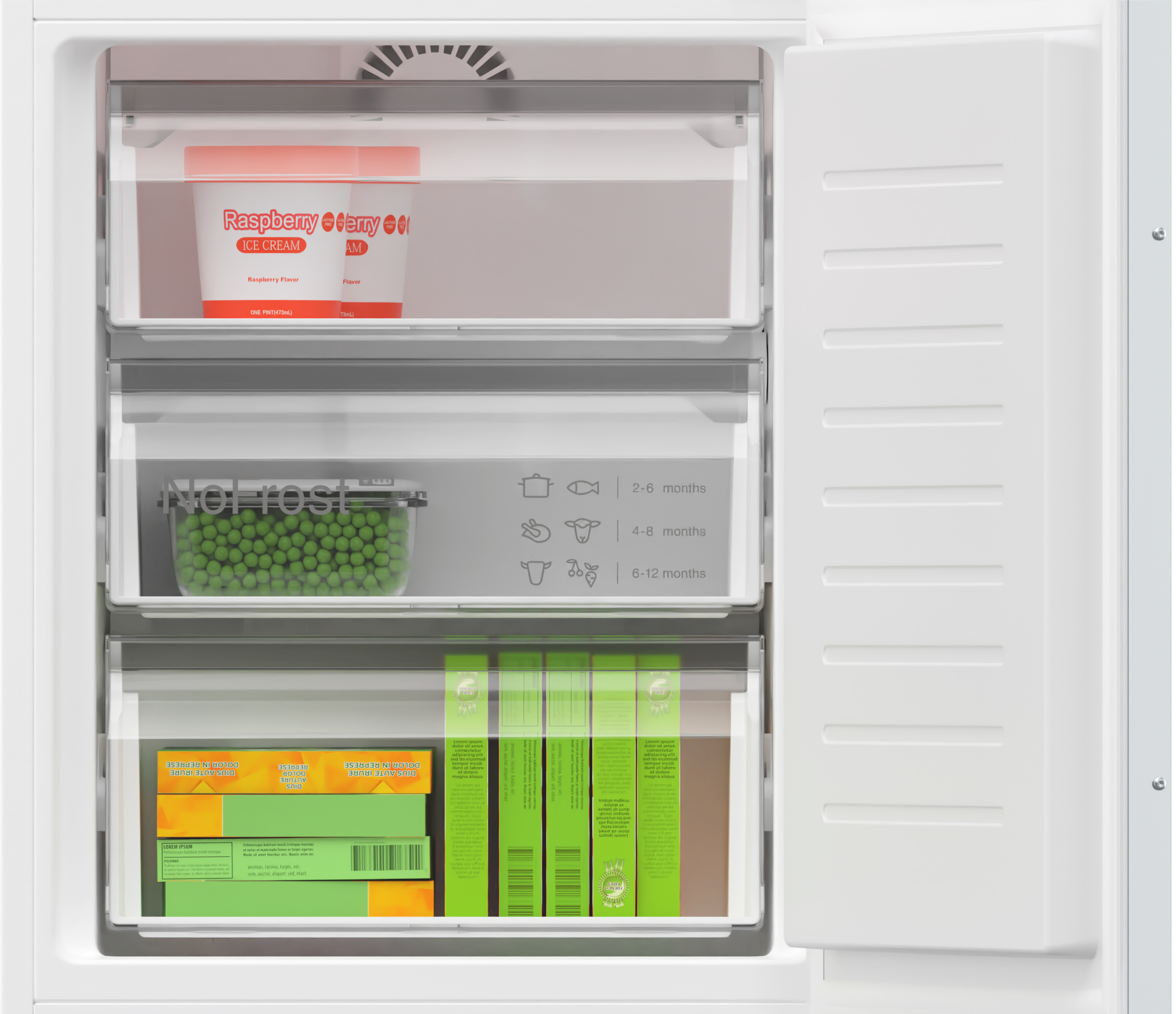 KIN86VSE0 built-in fridge-freezer with freezer at bottom