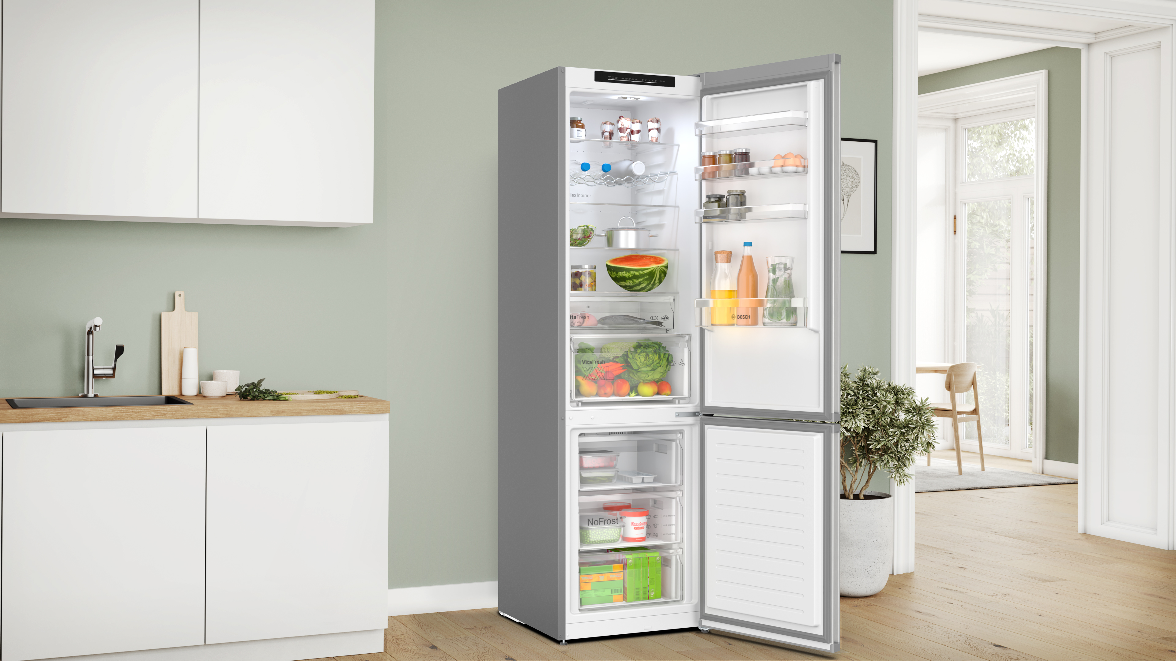 KGN392LDFG free-standing fridge-freezer with freezer at bottom