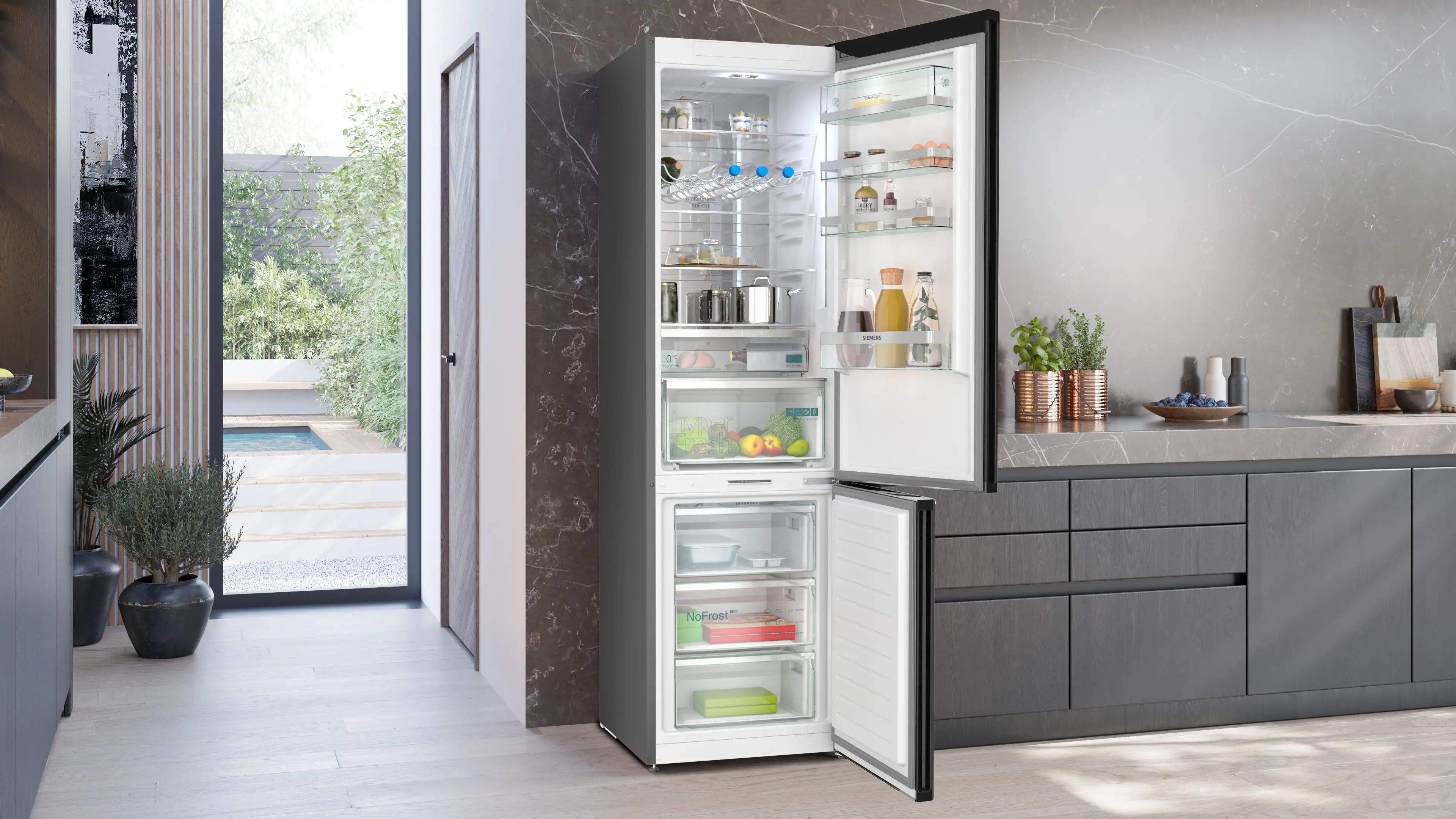 KG39NEXBF free-standing fridge-freezer with freezer at bottom