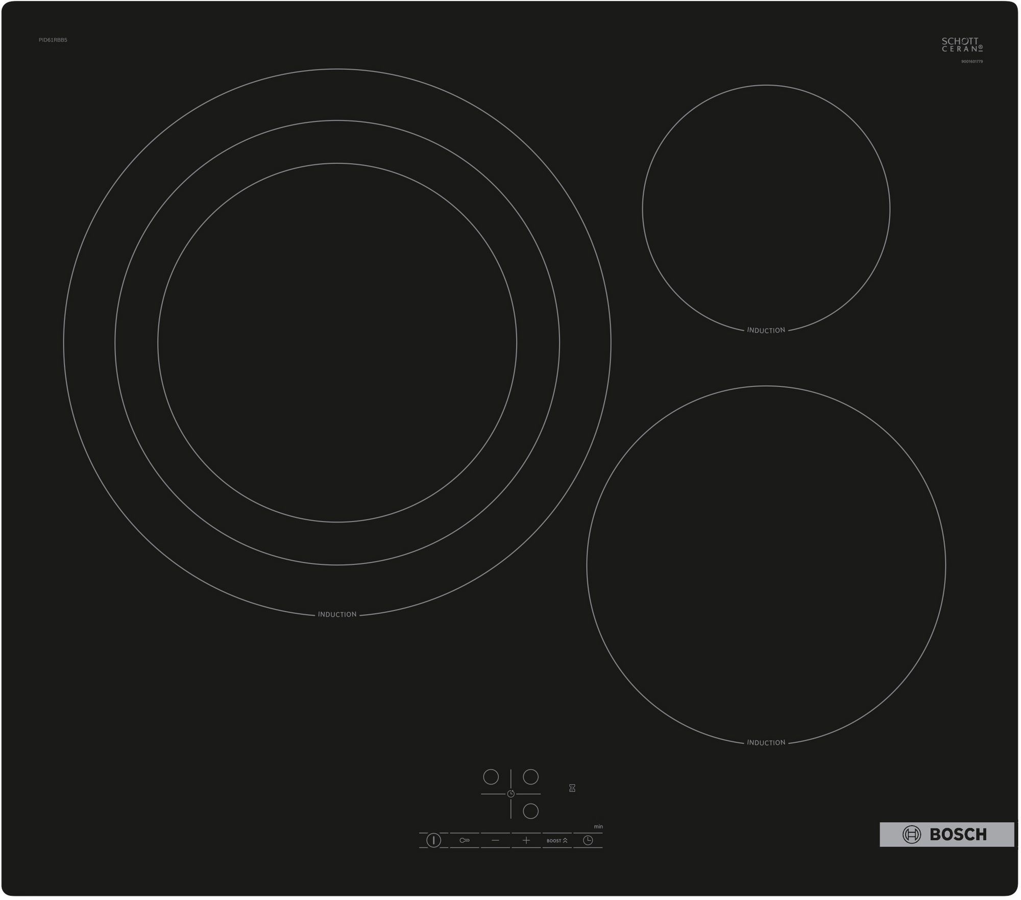 Bosch Serie 4 Placa de inducción 60 cm Negro, sin perfiles PID61RBB5E