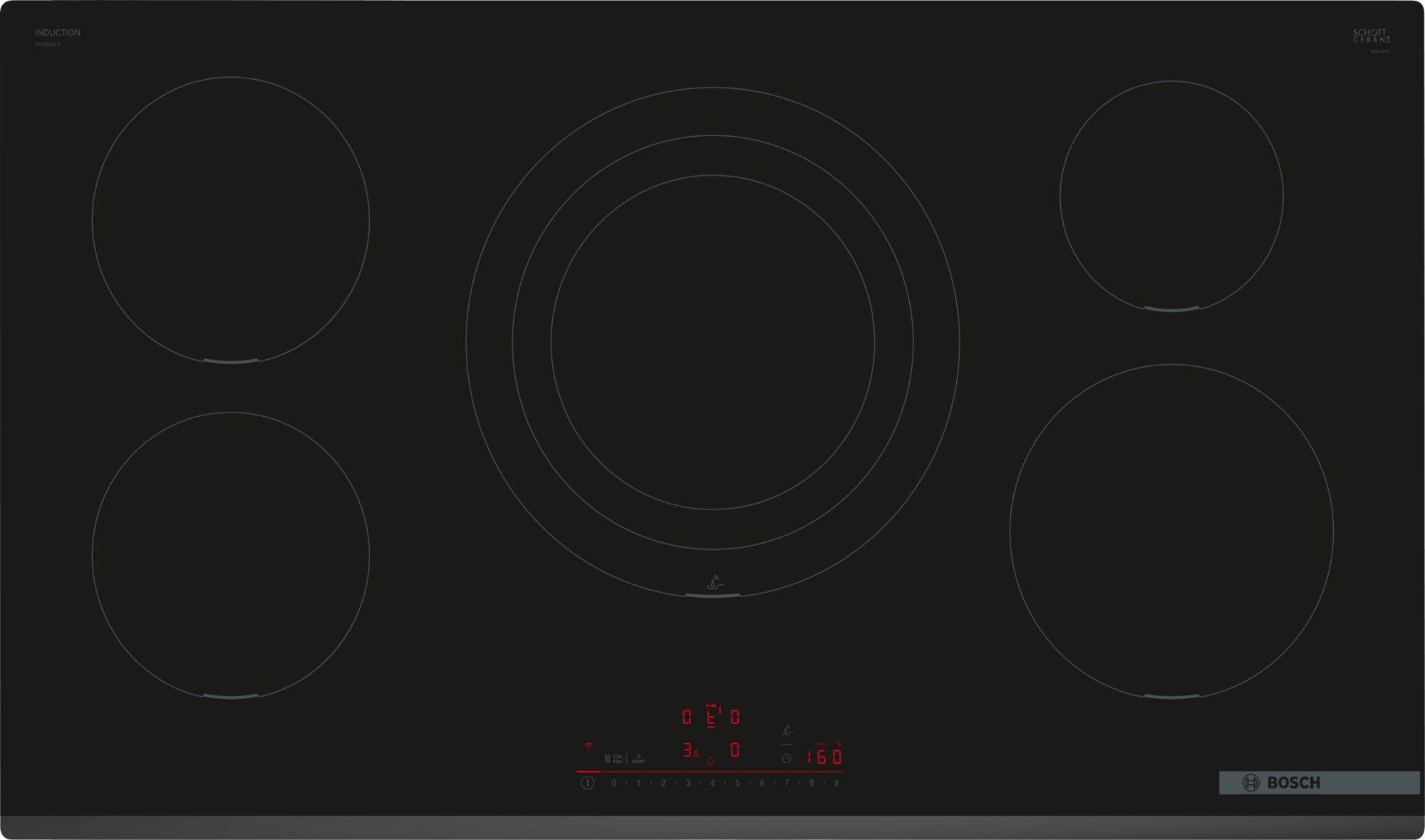 Bosch – Placa de inducción Bosch Serie 6, 90 cm de ancho, PerfectFry Plus, Control placa-campana, PIV931HC1E.