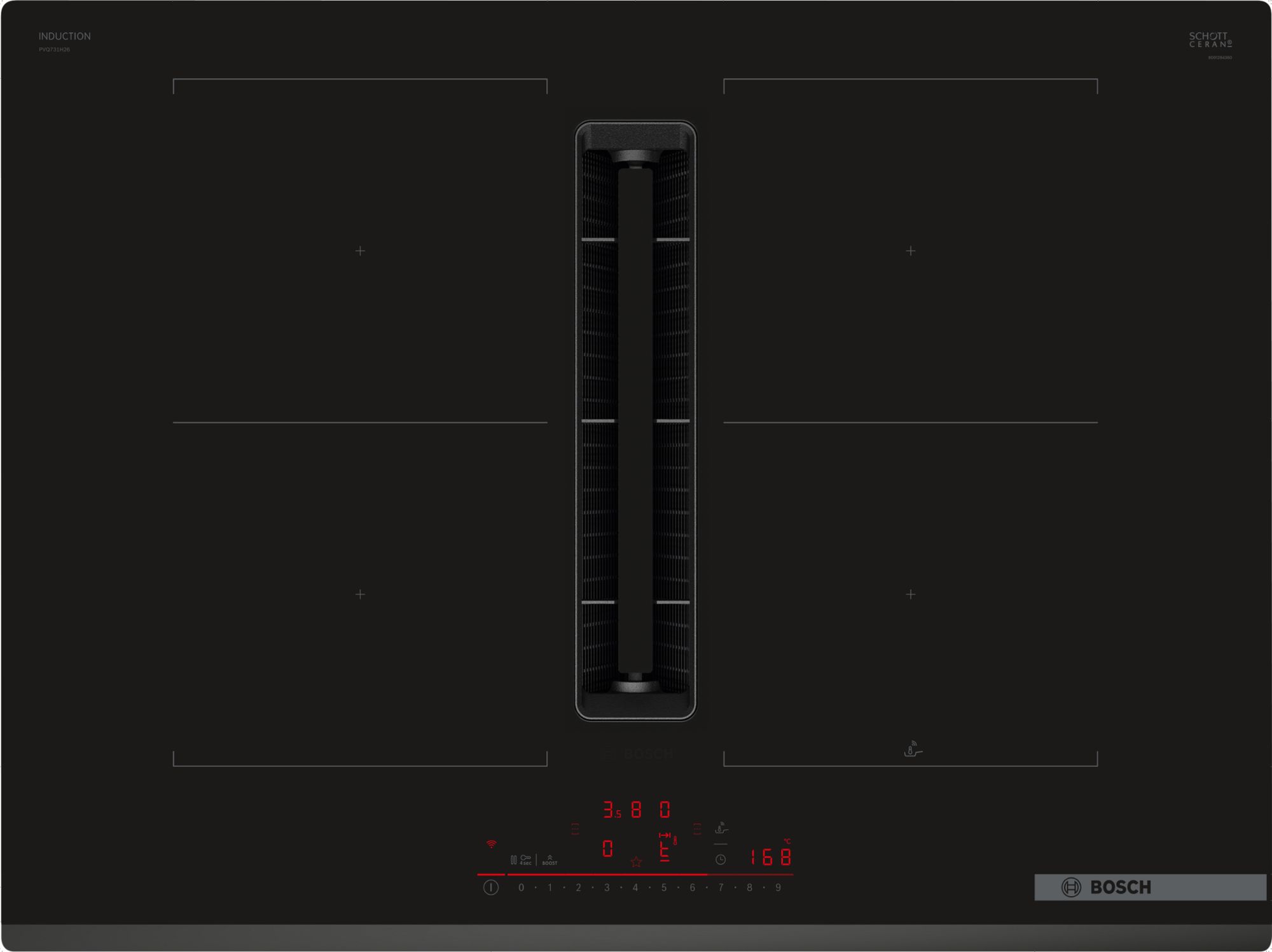 Bosch Serie 6 Placa de inducción con extractor integrado 70 cm sin perfiles PVQ731H26E