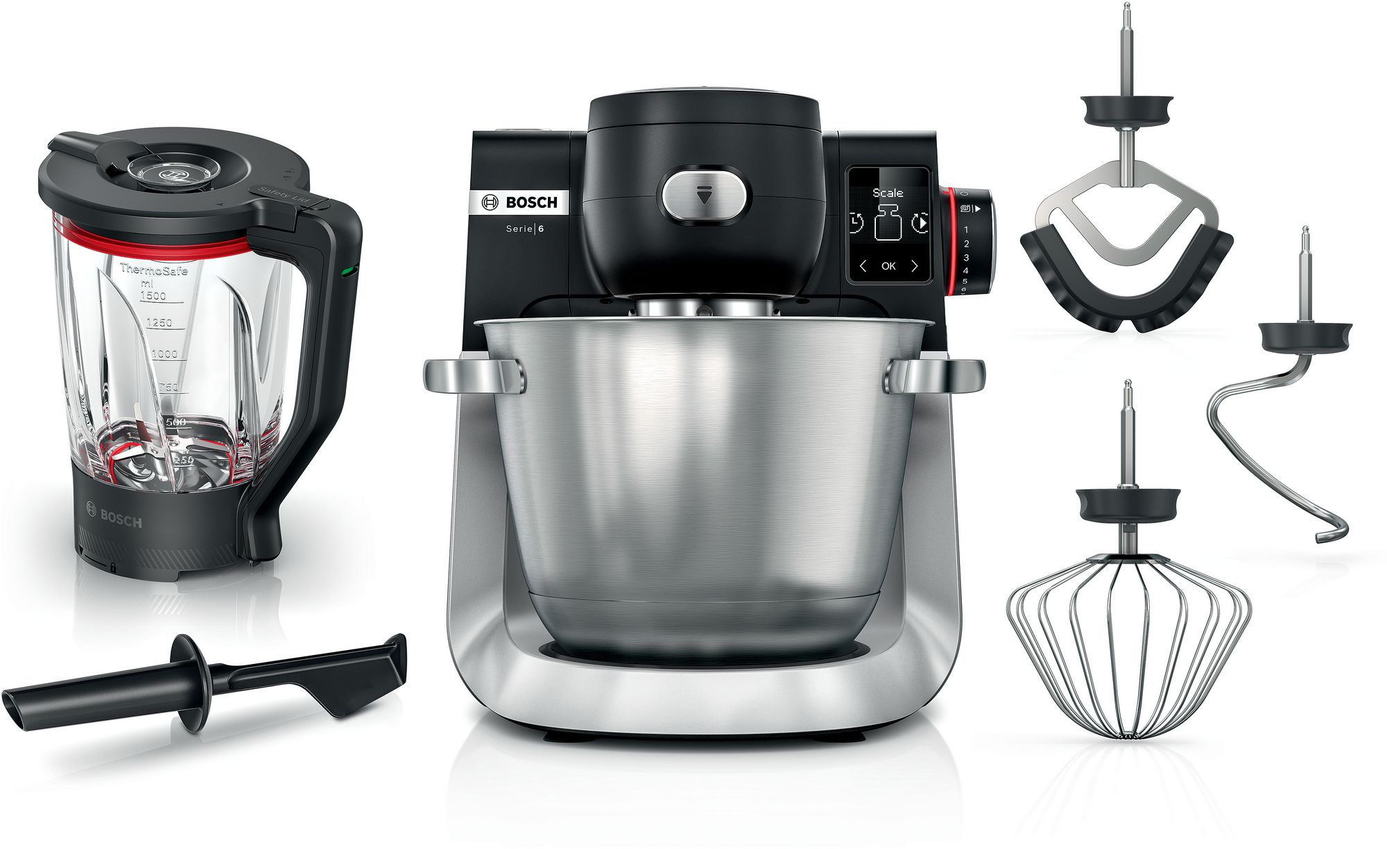 Bosch Serie 6 Robot de cocina con báscula 1600 W Negro, Acero inoxidable MUMS6ZS17