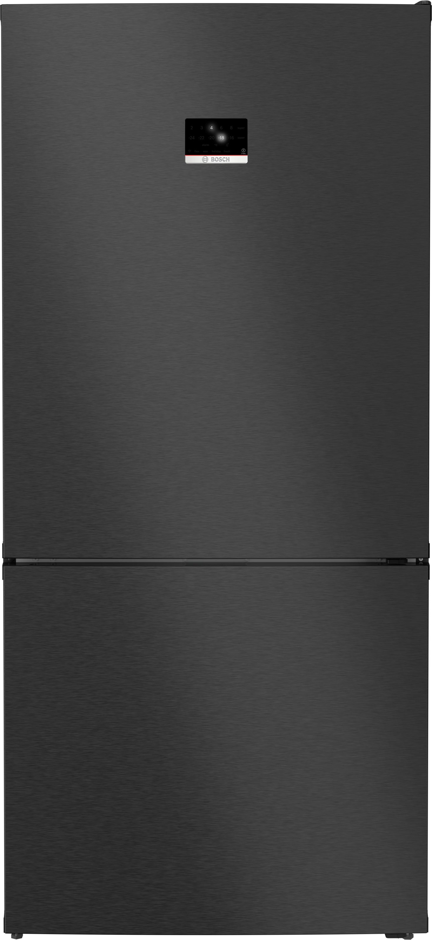 Bosch Serie 8 Frigorífico combinado de libre instalación 186 x 86 cm Acero negro antihuellas, Total NoFrost KGP86AXB0N