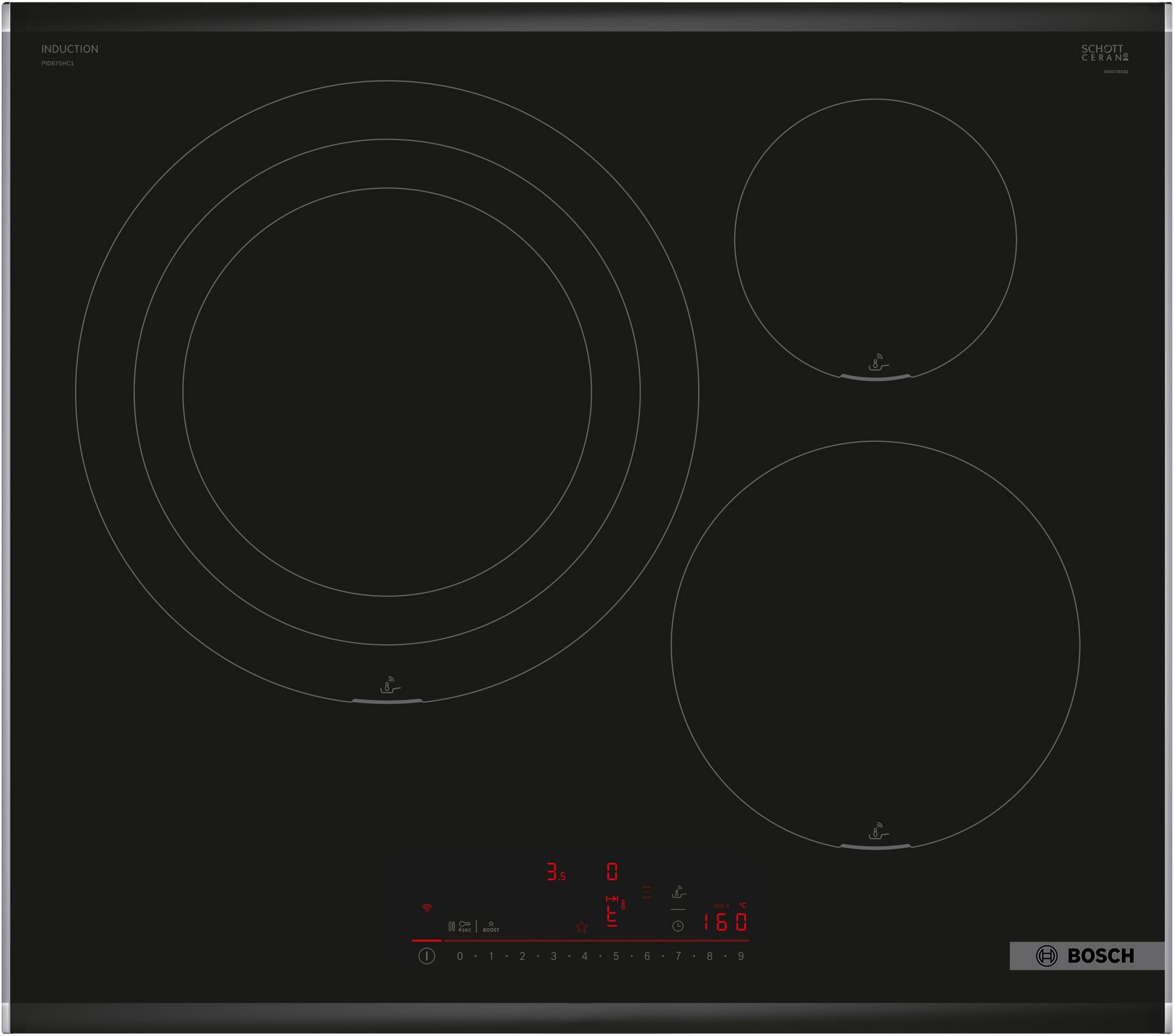 Bosch Serie 6 Placa de inducción 60 cm Negro, con perfiles PID675HC1E