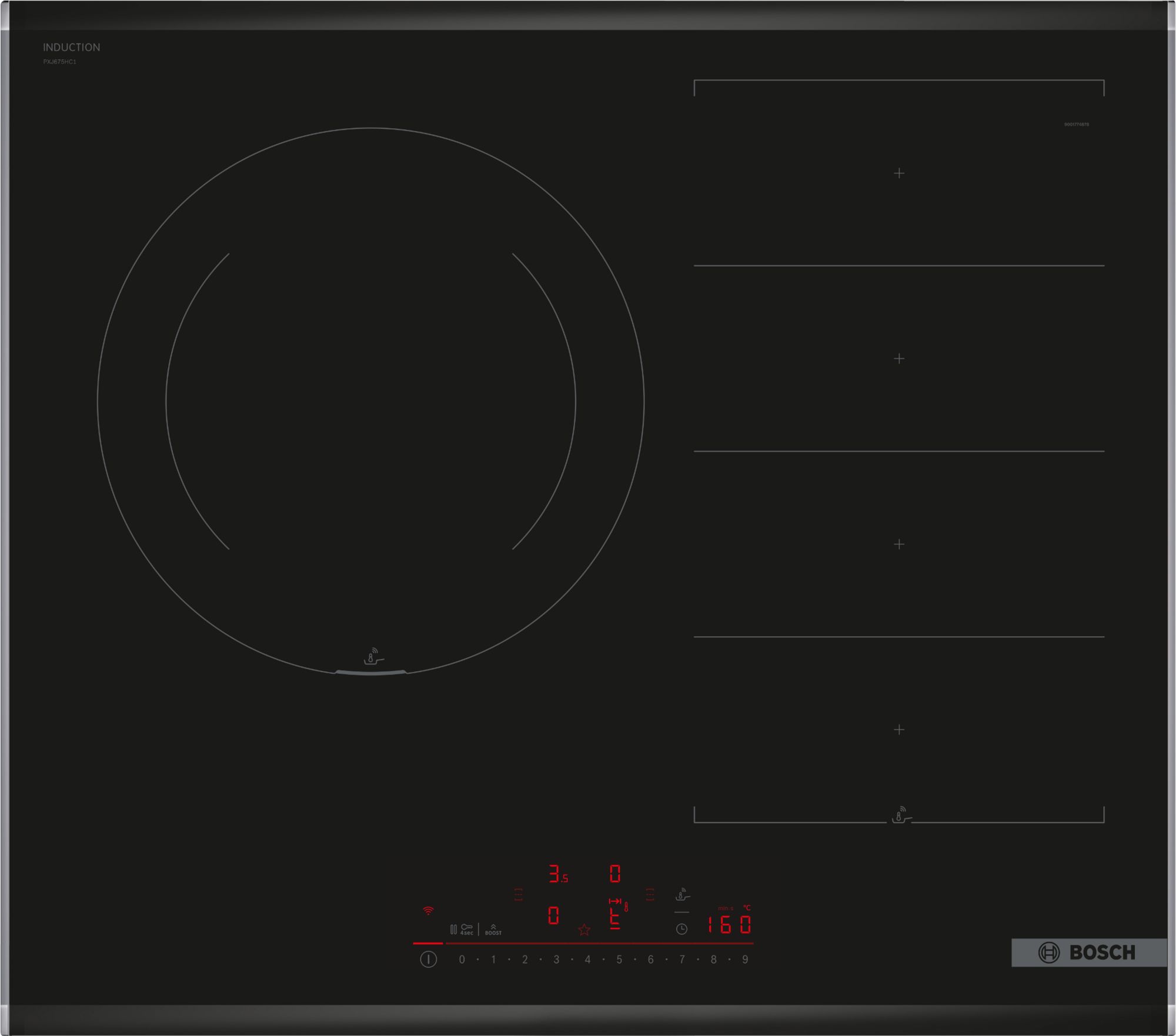 Bosch Serie 6 Placa inducción 60 cm Negro, con perfiles PXJ675HC1E