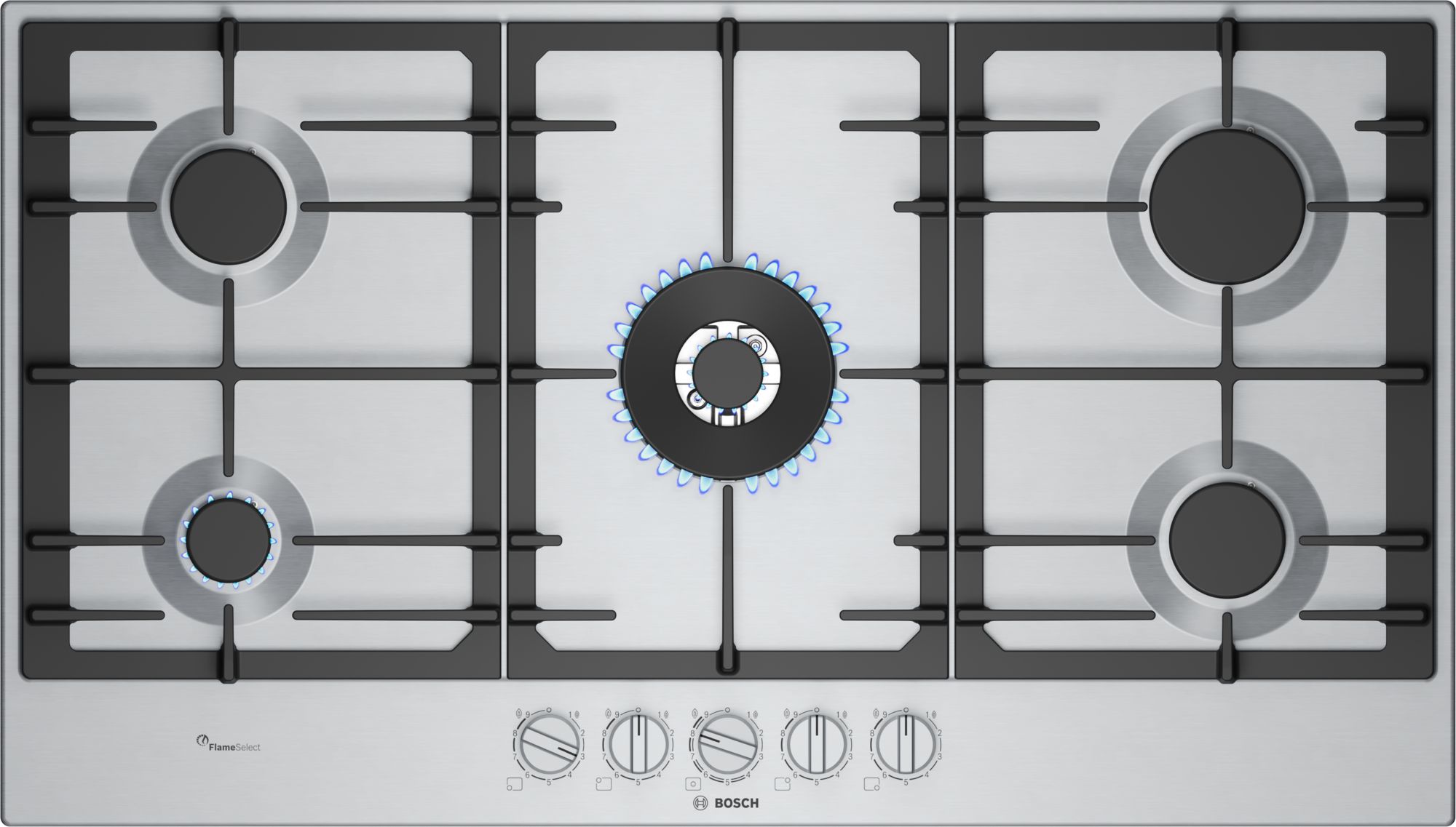 Bosch Serie 6 Placa de gas 90 cm Acero PCR9A5I90