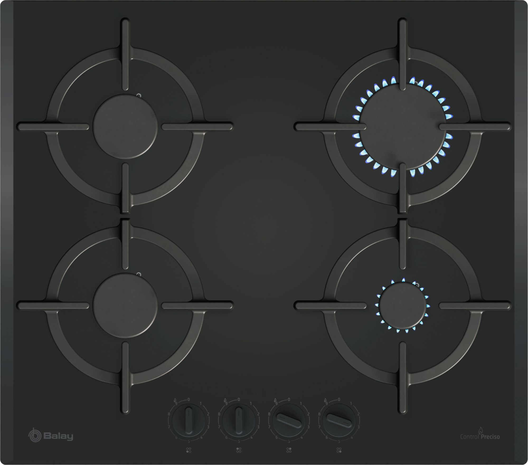 BalayPlaca de gas 60 cm Cristal templado, Negro 3ETG664RB