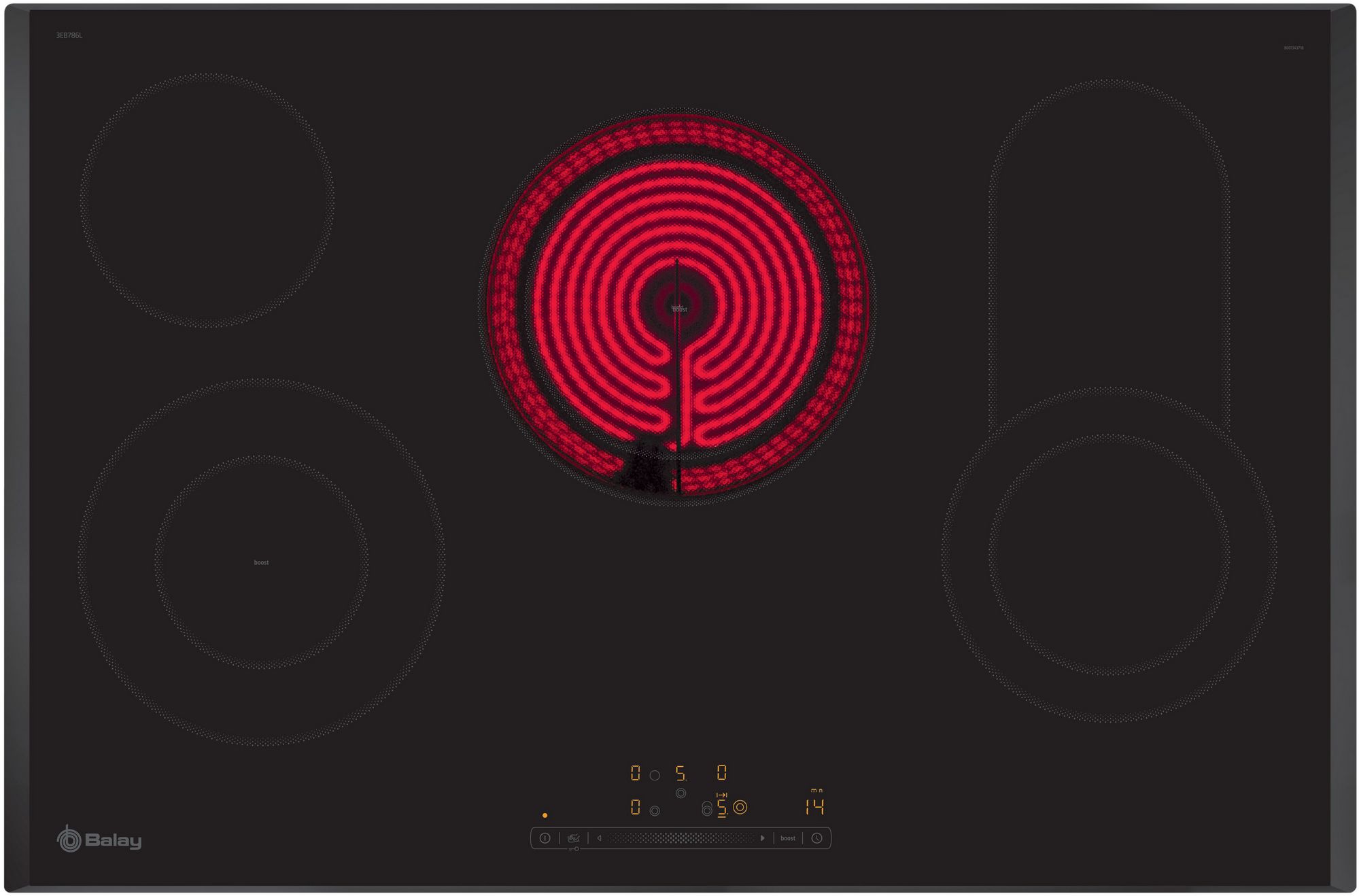 Balay – Placa vitrocerámica Balay, 80 cm, 4 zonas, Negro – 3EB786LQ.