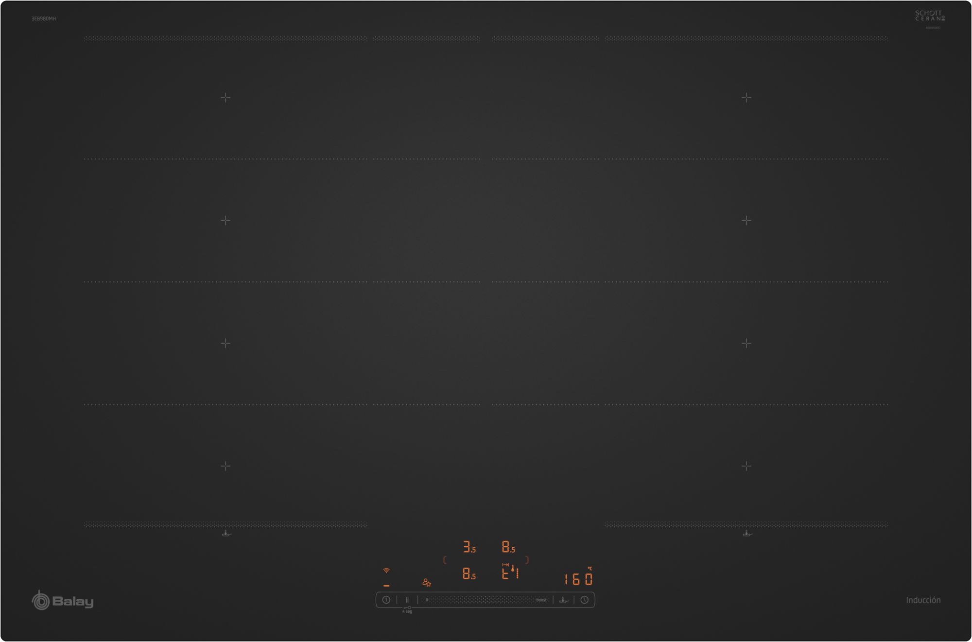 Balay – Placa de inducción Balay, 80 cm, Control placa-campana, Negro – 3EB980MH.