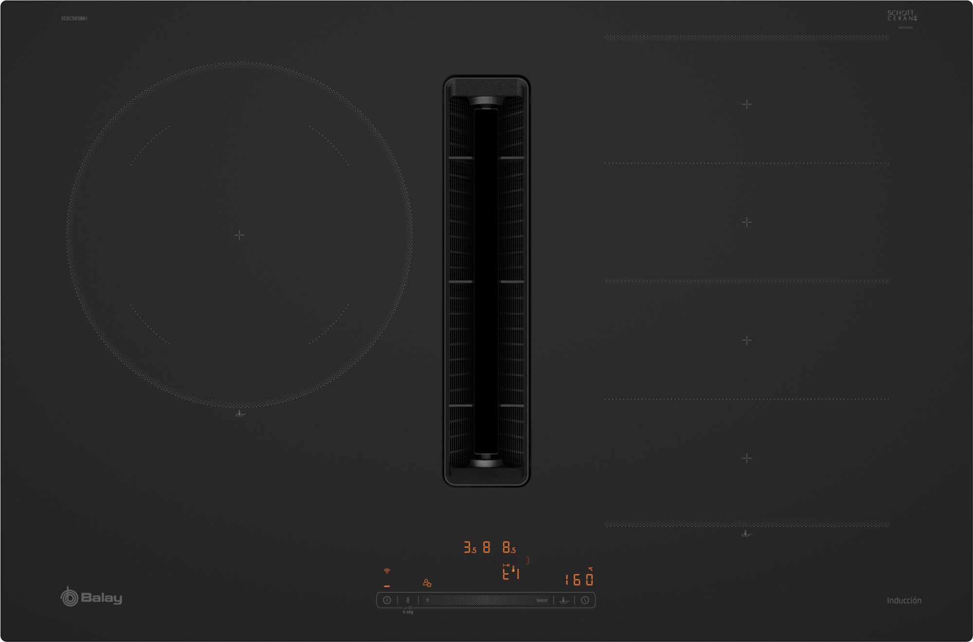 Balay – Placa de inducción con extractor integrado Balay, 80 cm, Sin marco inoxidable – 3EBC989MH.