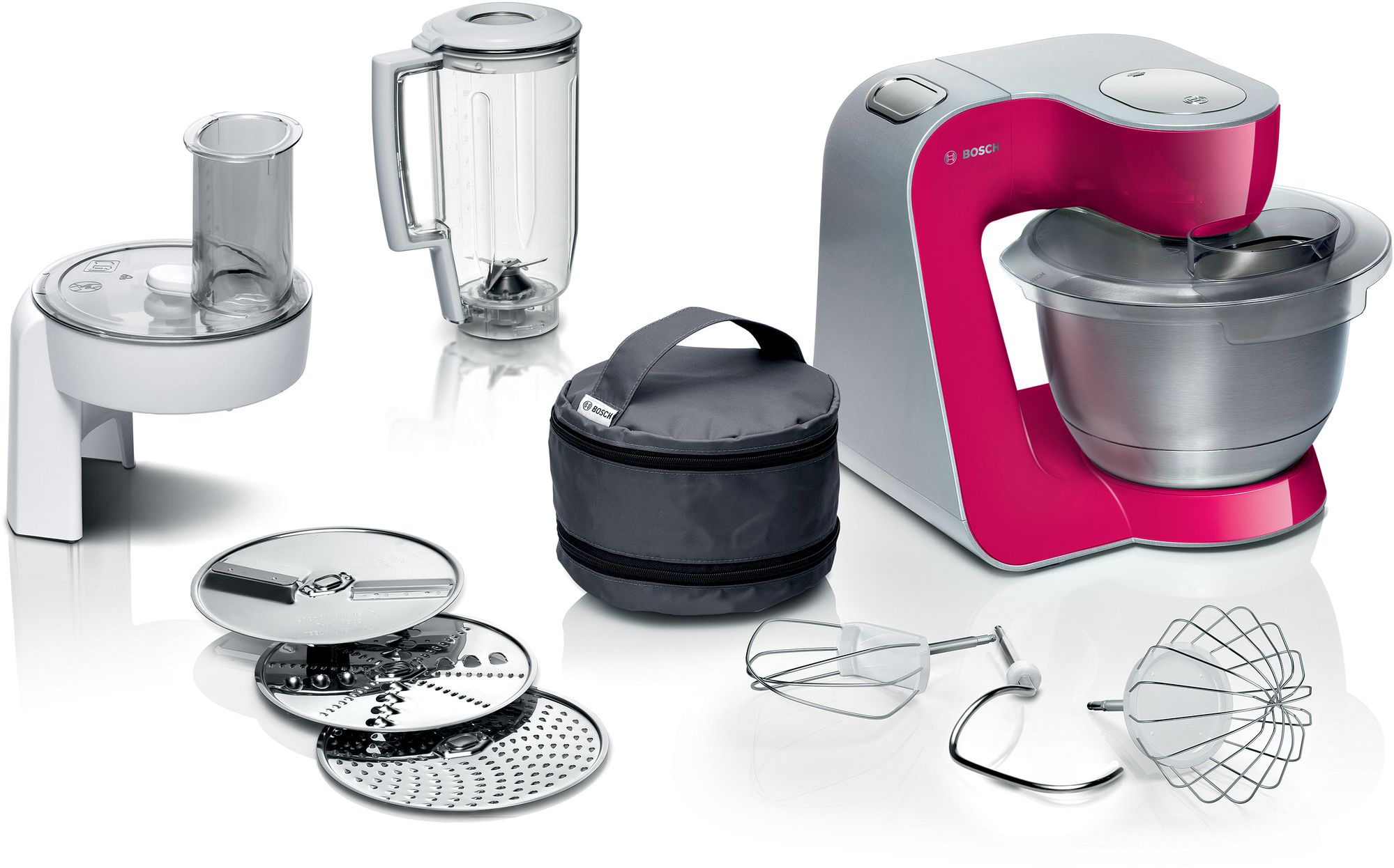Bosch Serie 4 Robot de cocina MUM 5 1000 W Rojo, Plateado MUM58420