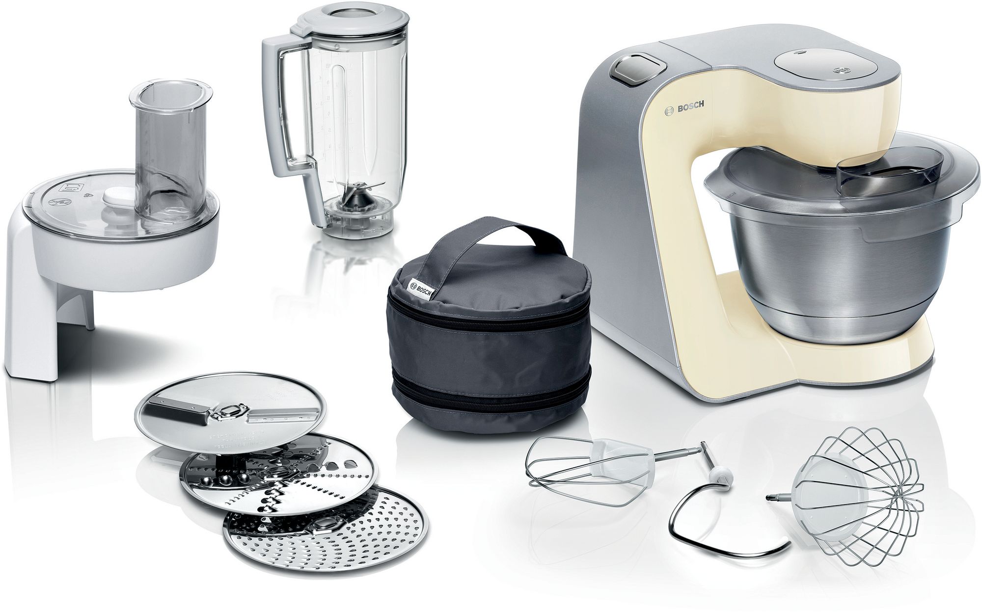 Bosch Serie 4 Robot de cocina MUM 5 1000 W Beige, Plateado MUM58920