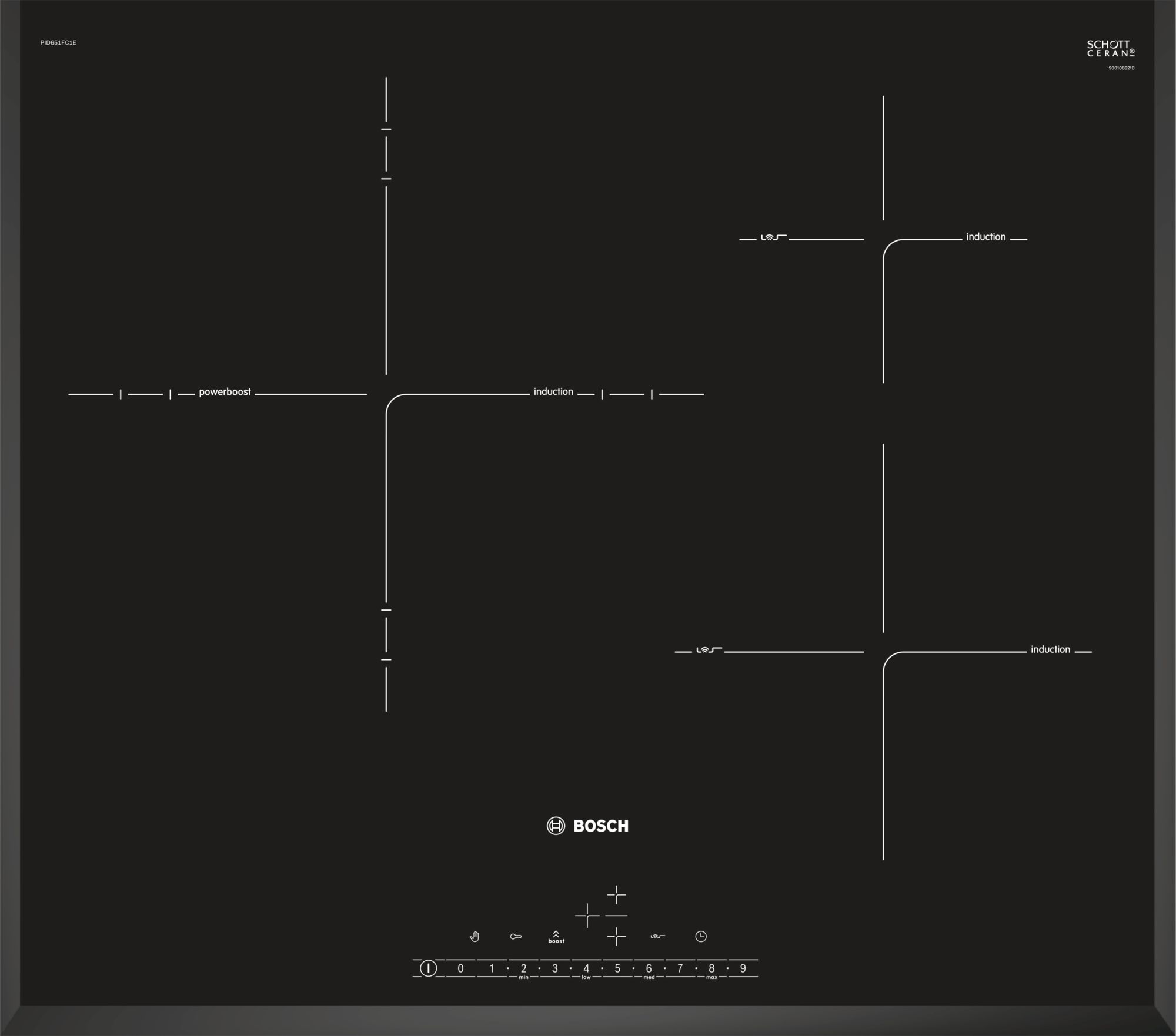 Bosch Serie 6 Placa de inducción 60 cm Negro, sin perfiles PID651FC1E