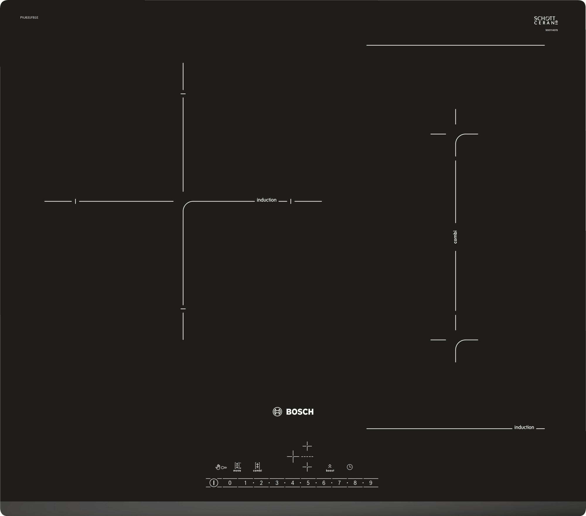 Bosch Serie 6 Placa de inducción 60 cm Negro, sin perfiles PVJ631FB1E