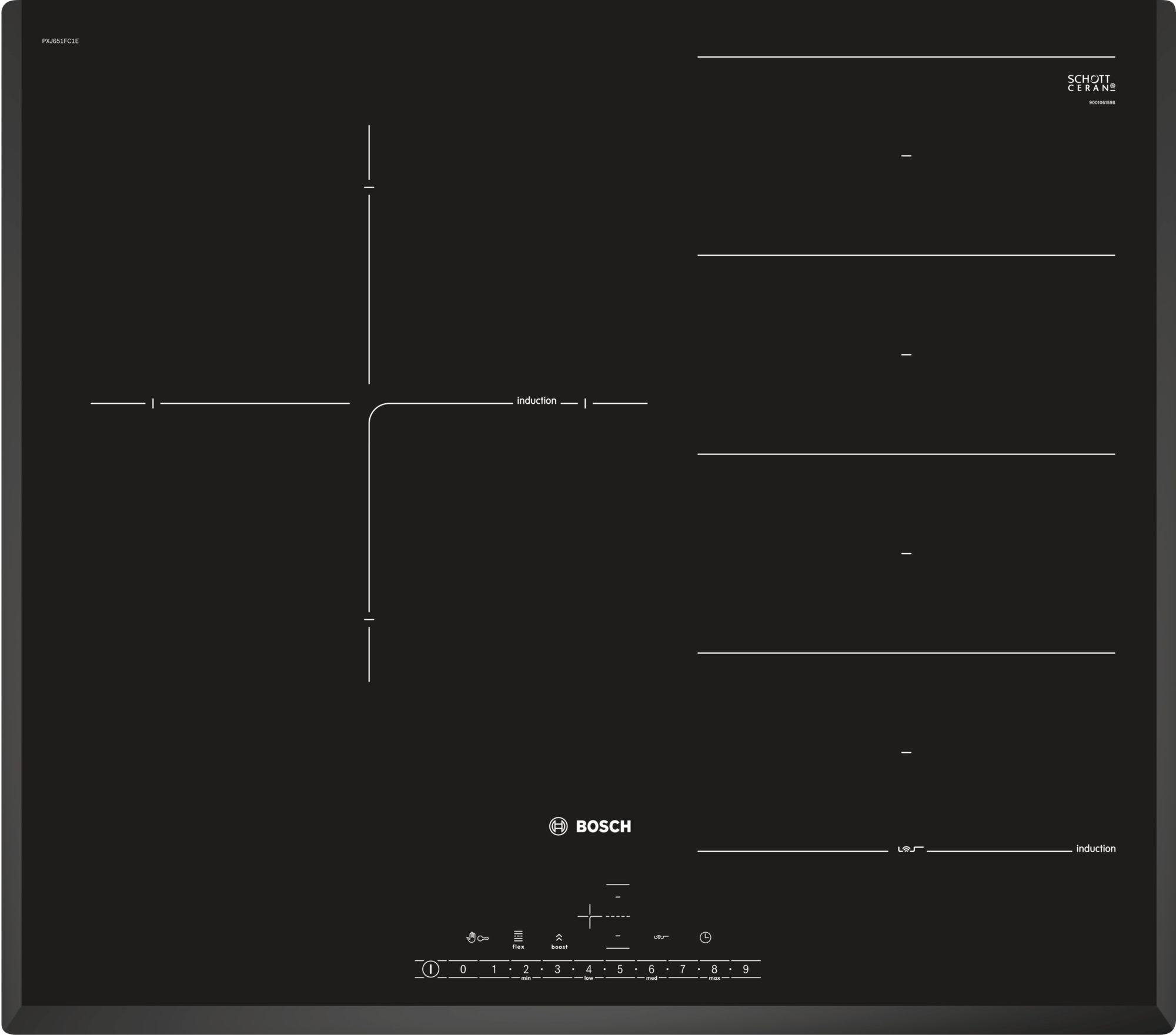 Bosch Serie 6 Placa inducción 60 cm Negro, sin perfiles PXJ651FC1E