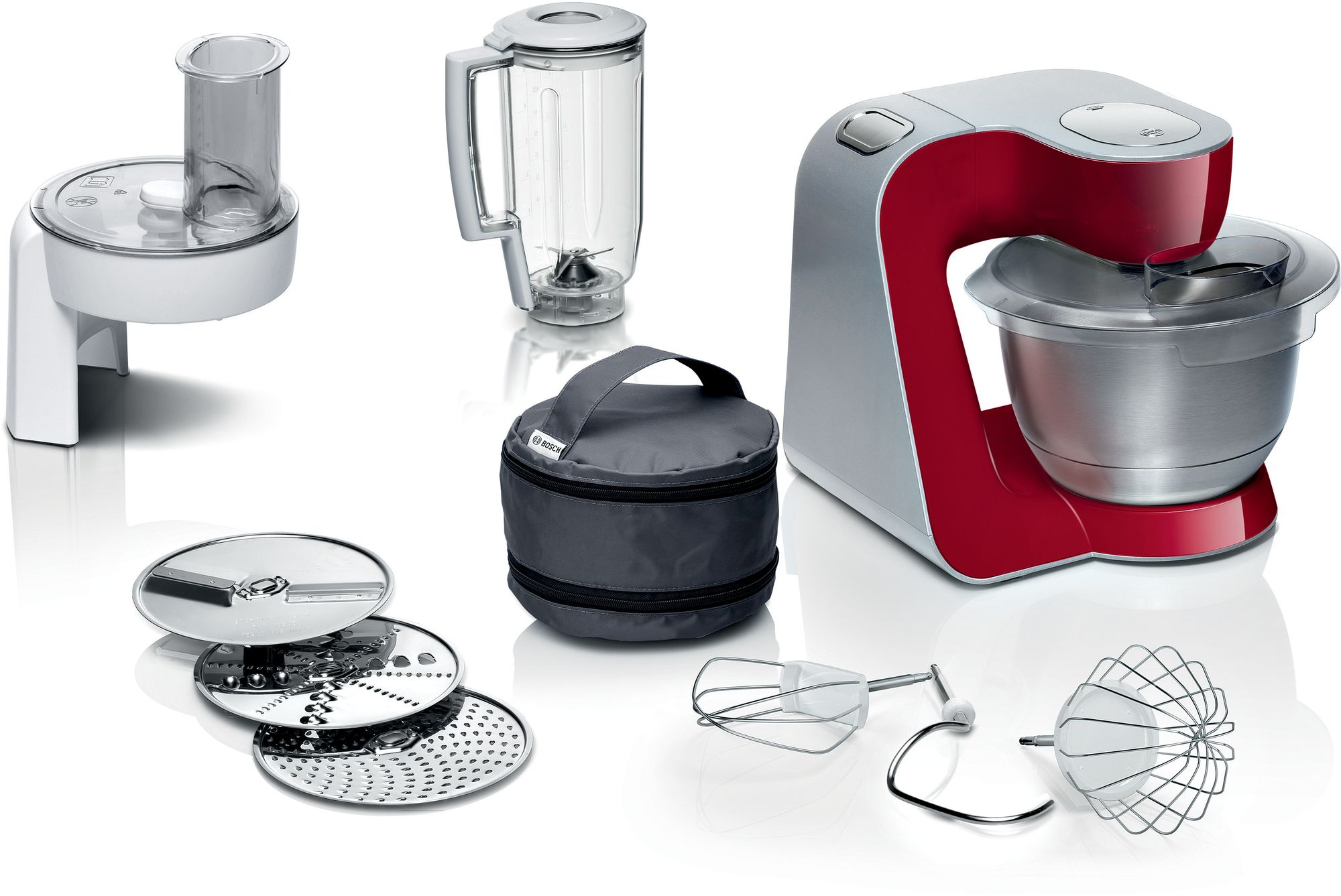 Bosch Serie 4 Robot de cocina MUM 5 1000 W Rojo, Plateado MUM58720