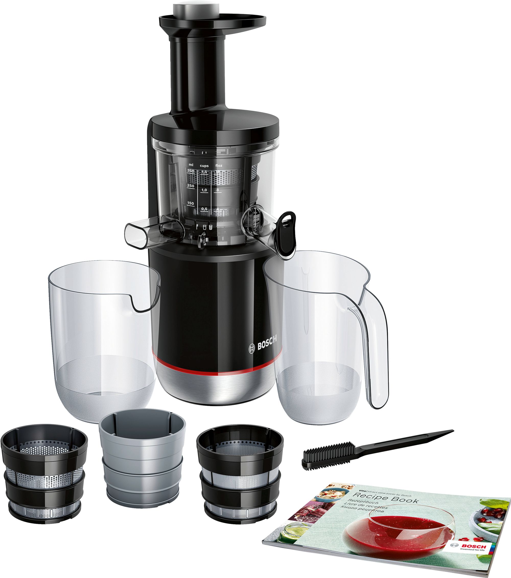 Bosch Extractor de jugos lento VitaExtract 150 W Negro, Acero inoxidable MESM731M