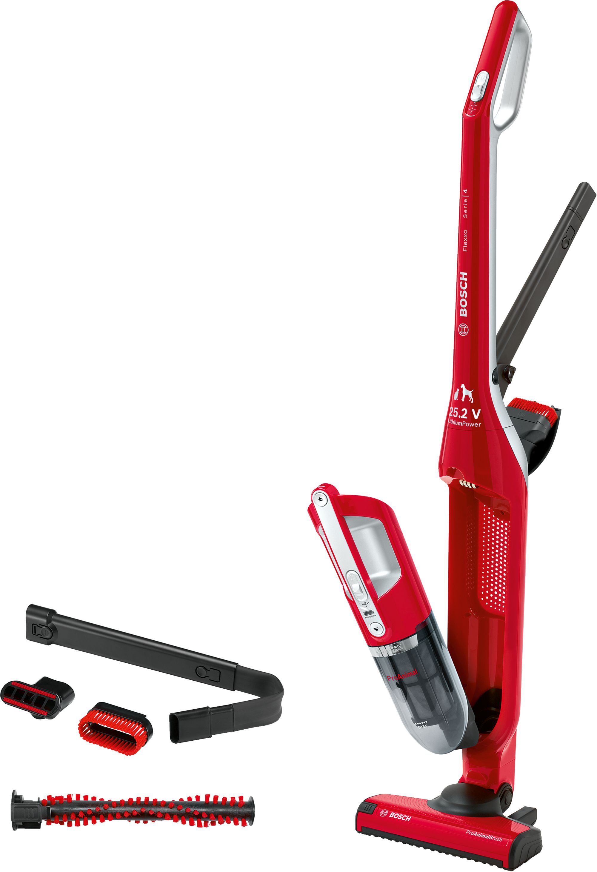 Bosch Serie 4 Aspiradora sin cable Flexxo 25.2V Rojo BBH3ZOO25