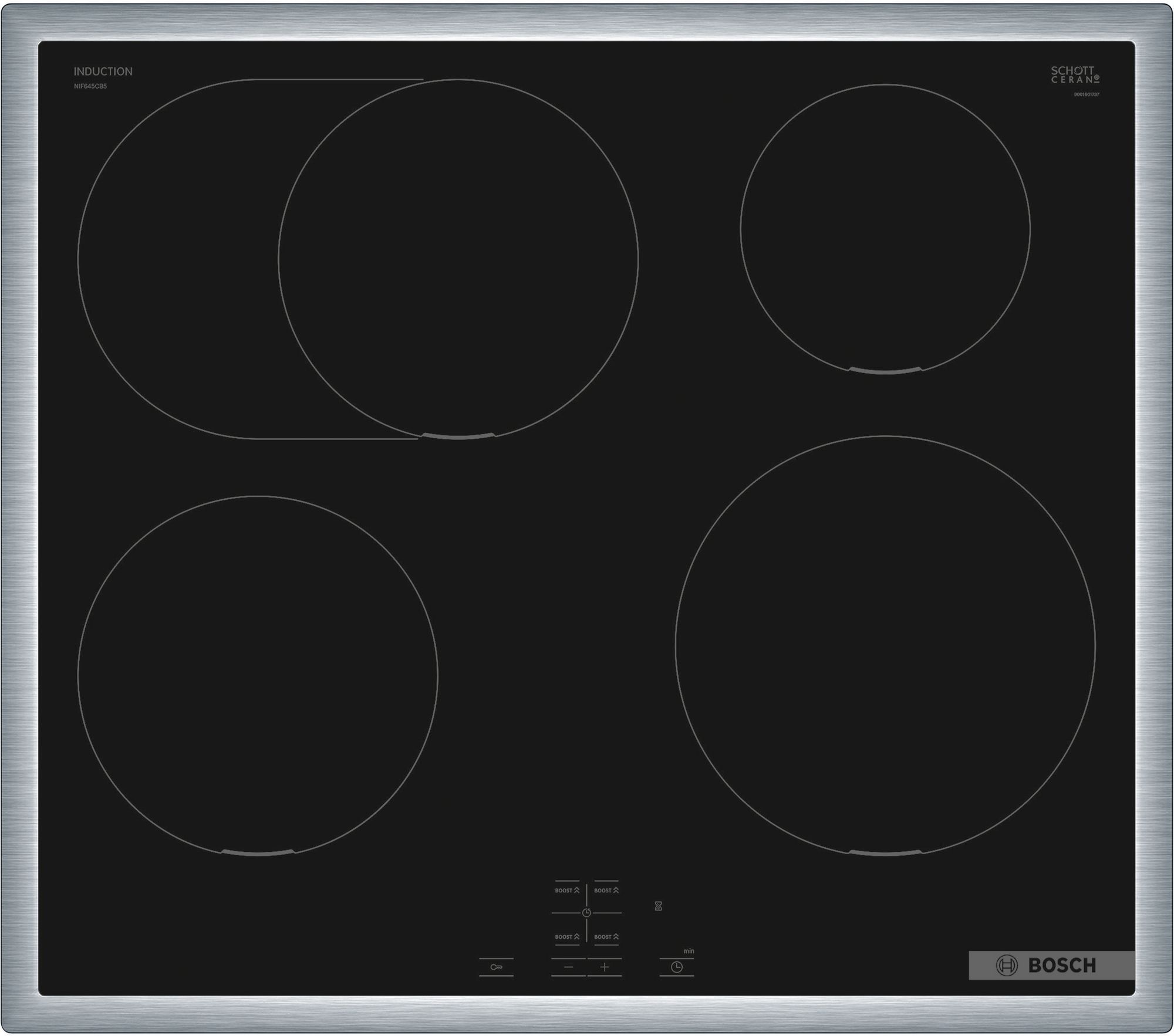Bosch Serie4, Table à induction, 60 cm, commandée par la cuisinière, avec cadre