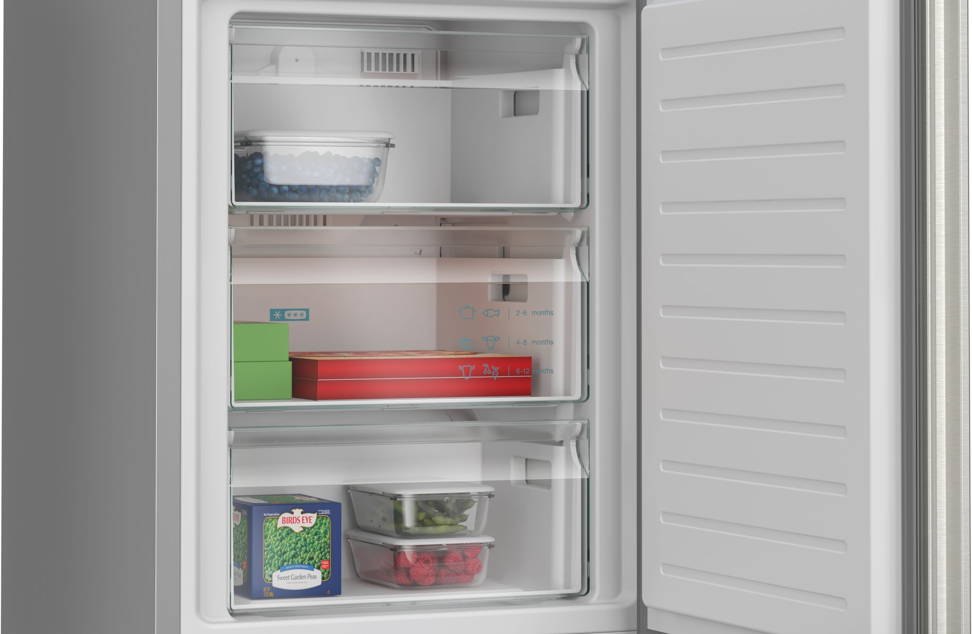 Réfrigérateur Congélateur Combiné 363L NoFrost - Inox Noir, Classe C, 2 Portes, Congélateur Bas - 7