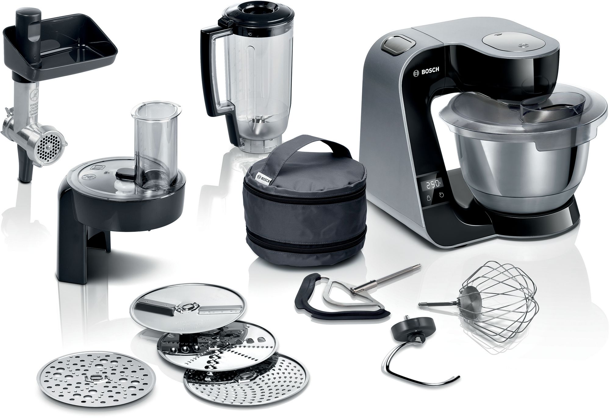 Bosch Köksmaskin med våg MUM 5 1000 W Svart, Mörk silver MUM5XC4E Serie 4