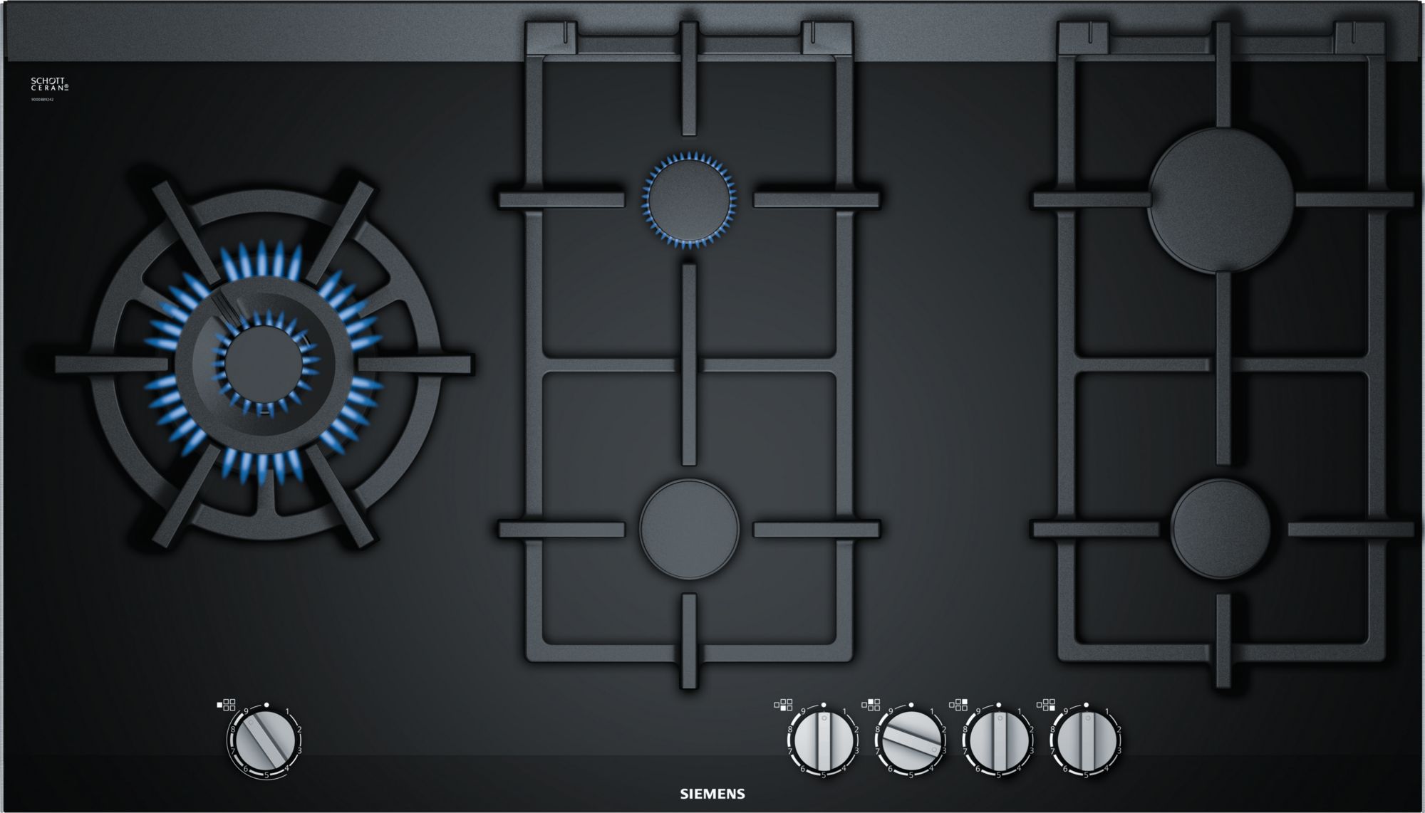 Siemens iQ700, Table de cuisson gaz, 90 cm, vitrocéramique