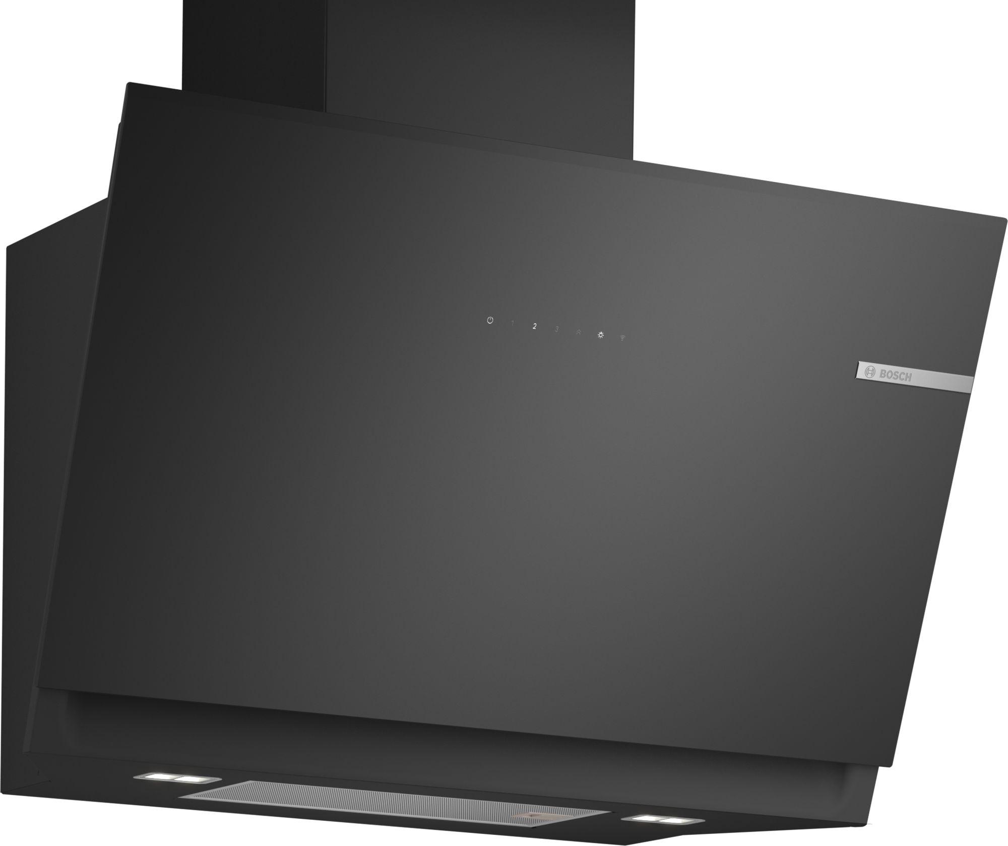Bosch Vägghängd köksfläkt 80 cm Klarglas med svart tryck, Svart DWK81AN60 Serie 8