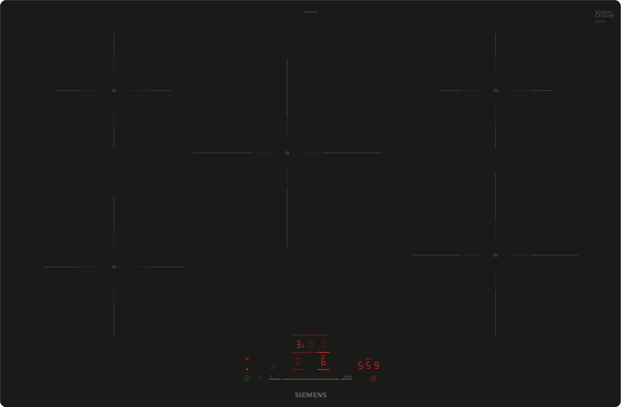 Siemens iQ100, Table de cuisson à induction, 80 cm, noir