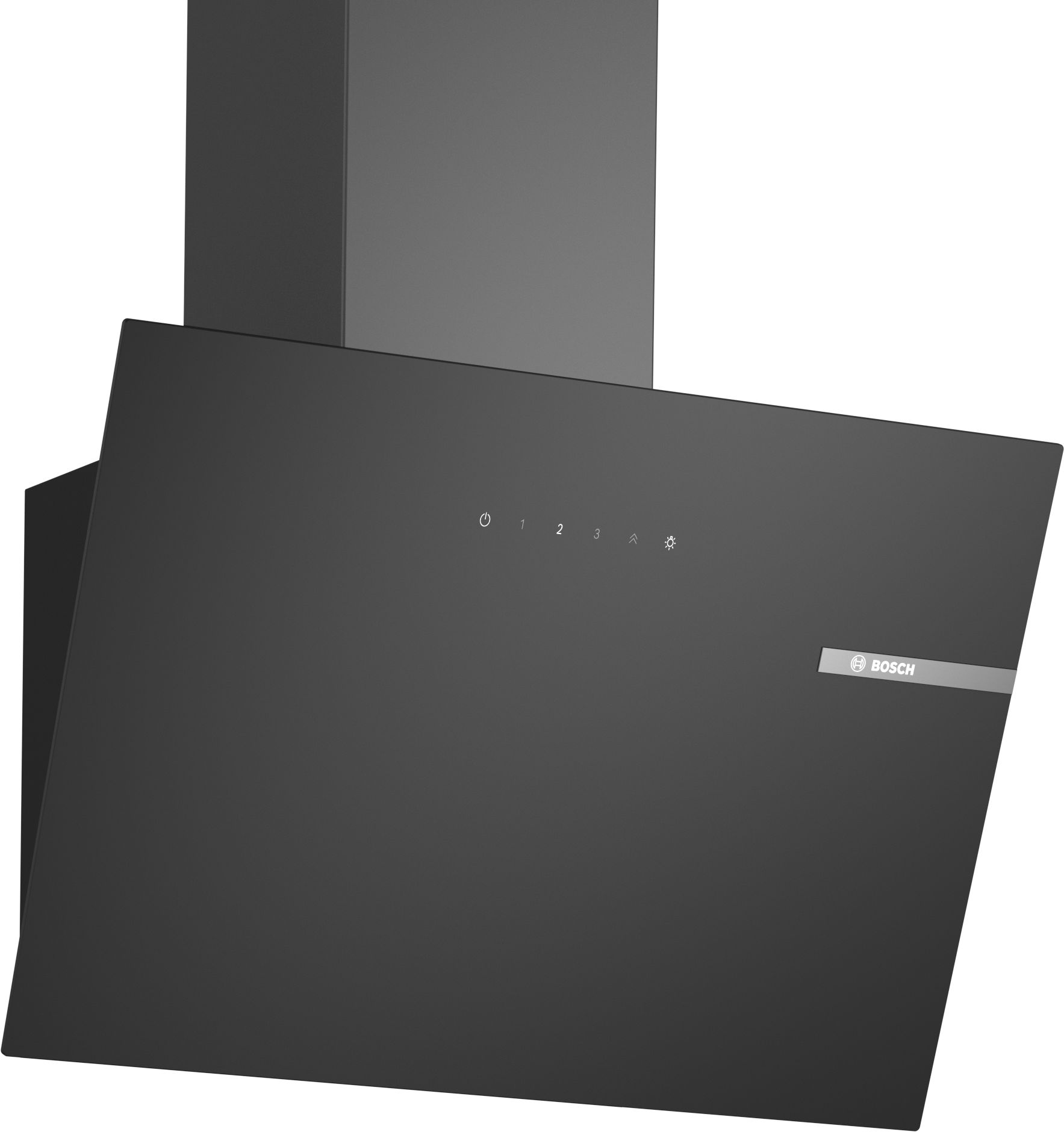 Bosch Vägghängd köksfläkt 60 cm Klarglas med svart tryck, Svart DWK65DK60 Serie 2