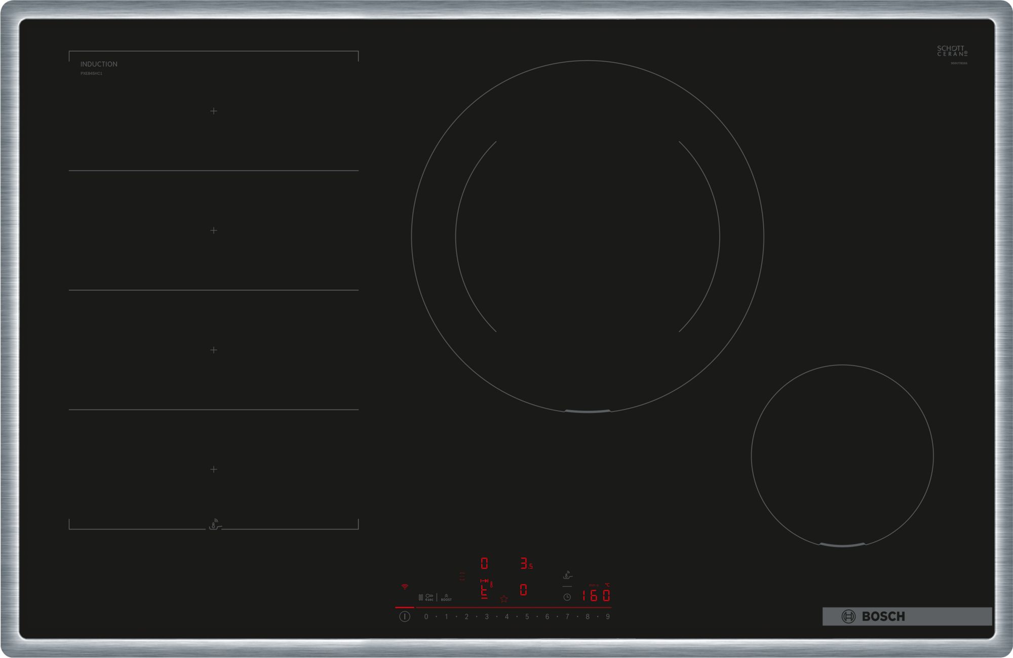 Bosch Série 8, Table de cuisson à induction, 80 cm, Noir, avec cadre
