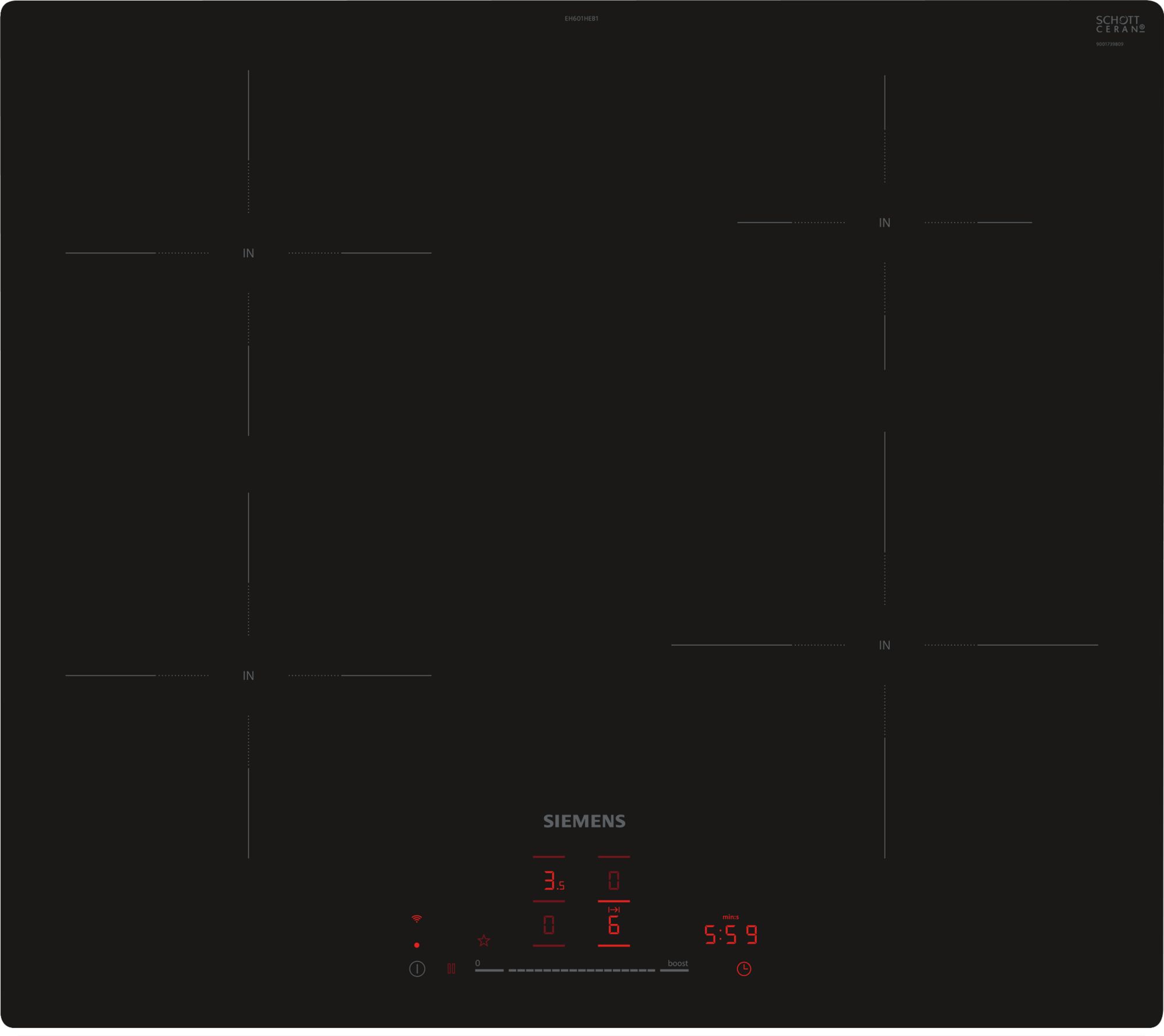 Siemens iQ100, Table de cuisson à induction, 60 cm, noir
