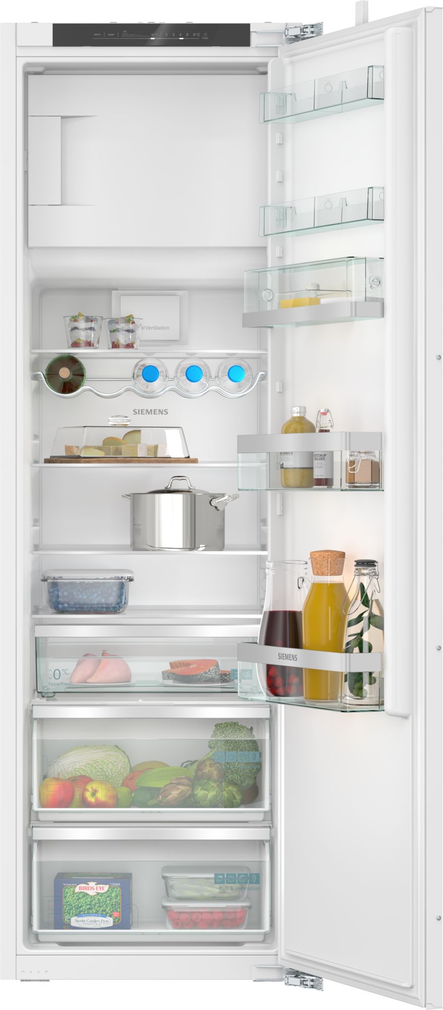 Siemens iQ500, Réfrigérateur encastrable avec compartiment congélation, 177.5 x 56 cm, Charnière plate avec fermeture soft