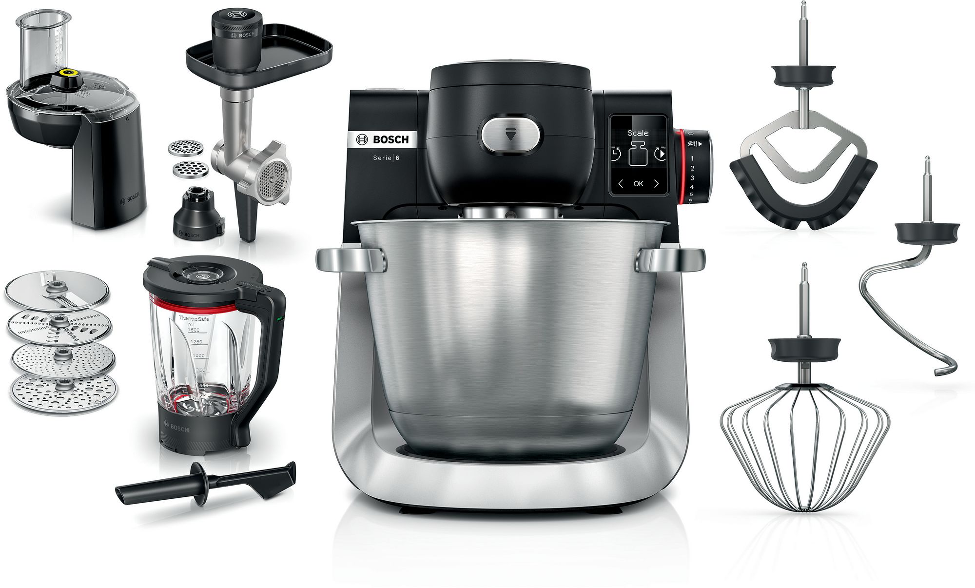 Bosch Köksmaskin med våg 1600 W Svart, borstad rostfritt stål MUMS6ZS34 Serie 6