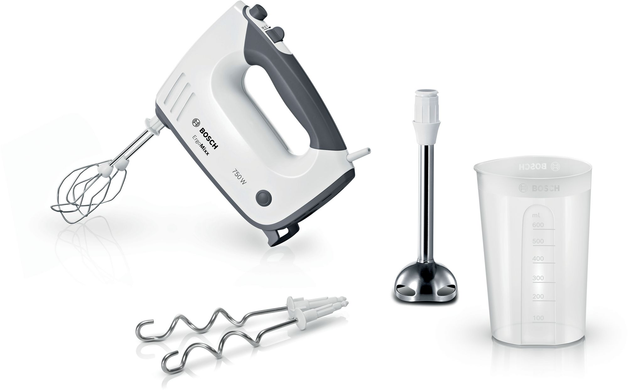 Bosch Elvisp ErgoMixx 750 W Vit, grå MFQ37470